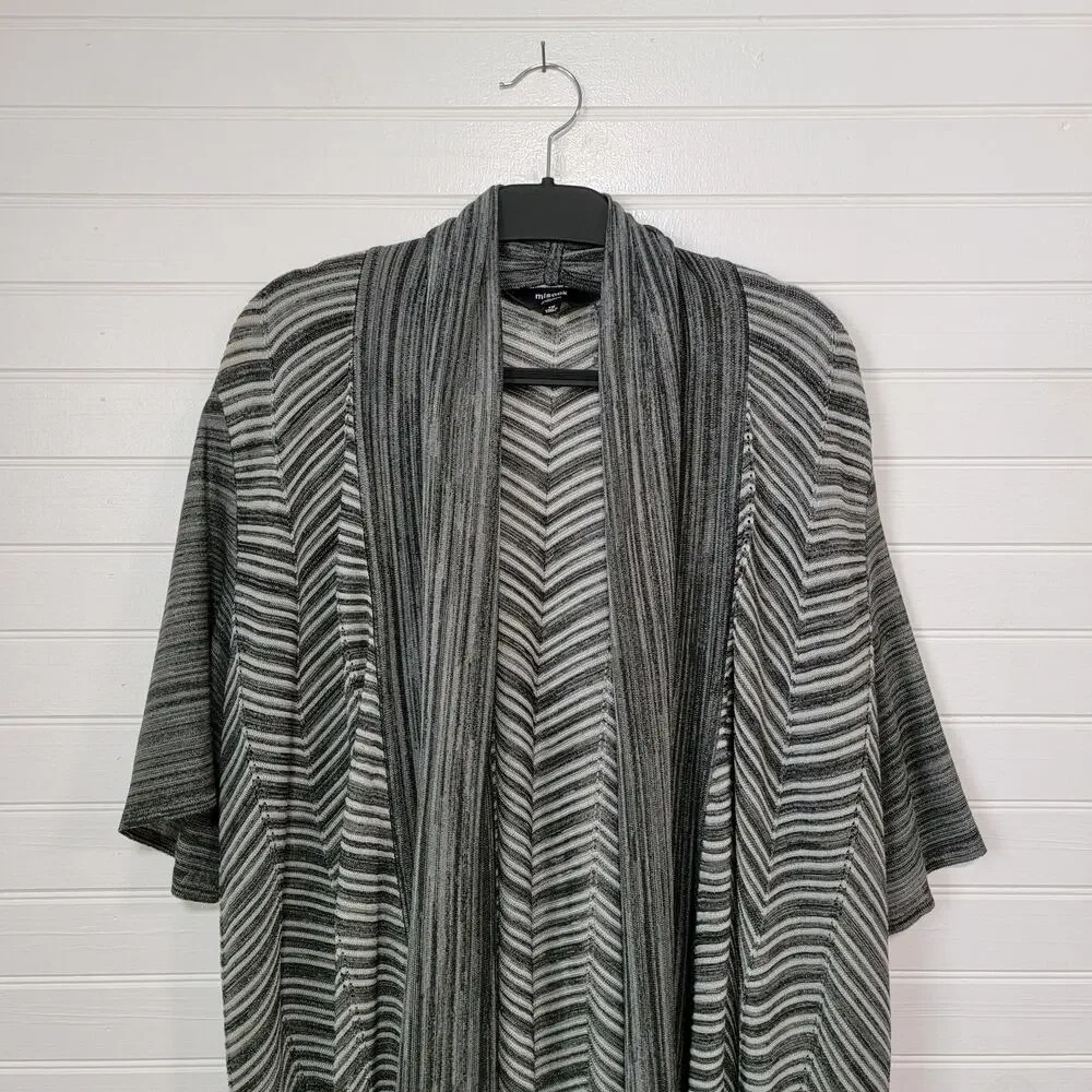 Misook‎ Plus Size 1X Cardigan Sweater Chevron Striped Long Duster Stretch Knit